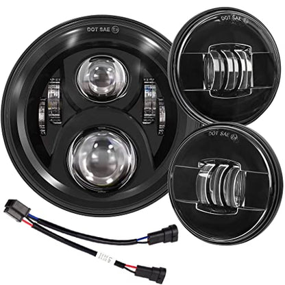 Eagle Lights 8700BG2PKP-G2-899 7" LED Headlight with LED Spot/Passing Light Kit for Harley Davidson and Indian Motorcycles - Generation II/Black Kit/Add Dual Bulb Adapter Harness (899) - size: Add Dual Bulb Adapter Harness (899)