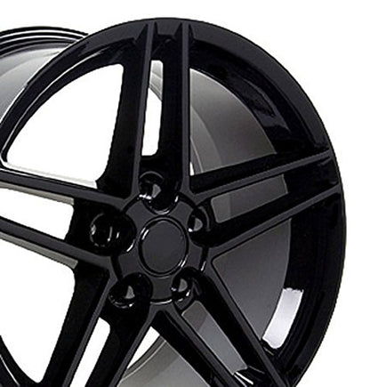 Partsynergy Replacement For 17" Rim fits 1988-1996 Chevrolet Corvette C6 Z06 Style Black 17x9.5 Aluminum Wheel