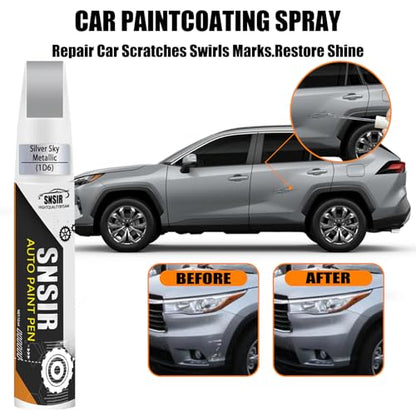 Car Touch up Paint(1D6 Silver Sky Metallic) Compatible with Toyota, Car Paint Pen Scratch Repair Two-In-One Touch Up Paint, Premium Car Scratch Remover for Deep Scratches - color: Silver Sky Metallic(1D6) for 2025 RAV4/2025 RAV4 Hybrid/2025 RAV4 Plug-in H