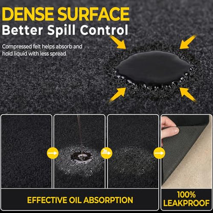 Golener Oil Spill Mat - Garage Floor Mat, Absorbent Oil Pad, Premium Maintenance Mat, Waterproof, Contain Liquid, Protect Garage Surface from Spill & Stain, Reusable, Washable, Durable, Black, 48”x96” - size: 4' x 8' (Rectangular)