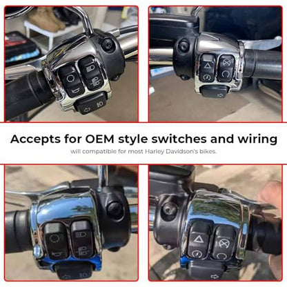 Motorcycle Handlebar Switch Housing Kit Fit for Harley 2014-later XL, 2012-2017 Dyna and 2011-2024 Softail (Chrome) - color: Chrome
