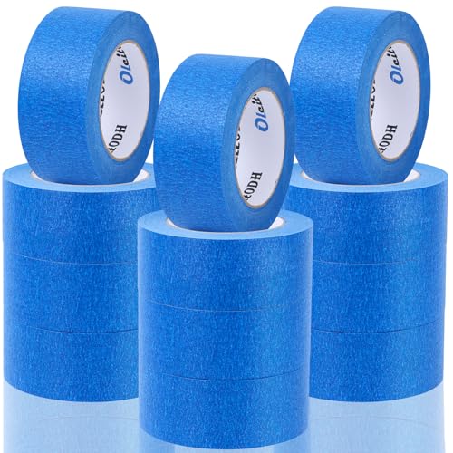 Oleitodh 12 Rolls Blue Painters Tape Bulk 2 inch x 660 Yards, Painters Masking Tape No Residue Wall Painting Tape Artist Tape Trim Edge Finishing Tape for Wall Painting Decoration DIY Supplies - color: Blue-12P, size: 2" x55 Yards