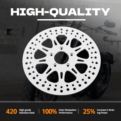 TOFR 11.5" Brake Rotor w/Pads for Harley Sportster XL1200 04-13 XL883 04-10 - color: Polished