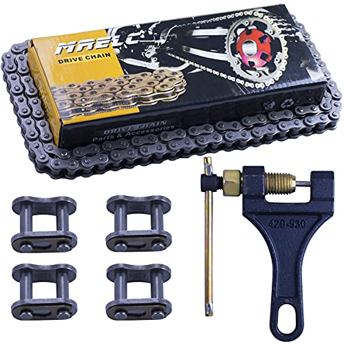 428H Motorcycle Chain+ Chain Breaker,118-links Heavy Duty Drive Chain - size: 118