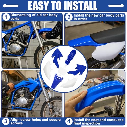 Podoy CRF50 Body Fender Kit Plastic Fairing 7PCS with Bolts (Blue) - style: Blue