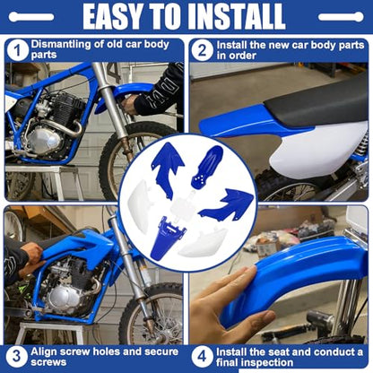Podoy CRF50 Body Fender Kit Plastic Fairing 7PCS with Bolts (Blue) - style: Blue