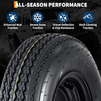 GarveeTech 2-Pack Trailer Tire On Rim 4.80-8 480-8 4.80x8 Trailer Tires and 5 Lug on 4.5 in PCD 8 in Wheels 6PR Black - size: 4.80-8