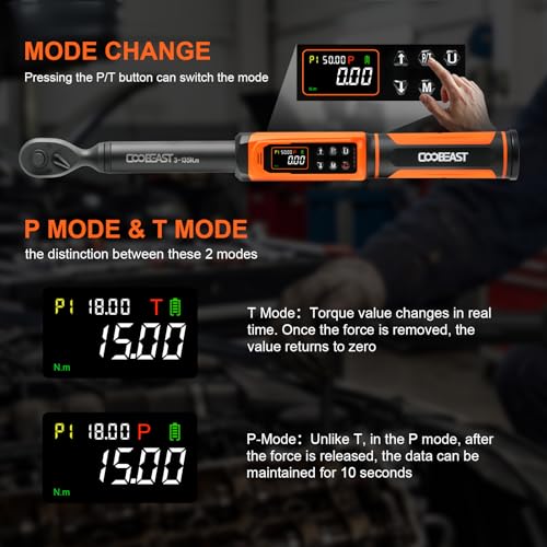 Digital Torque Wrench 3/8 Drive,Preset Value(1.5-99.5Ft-lbs./2-135 Nm) - color: Black, size: 3/8-inch (1.5-99.5 Ft-lbs./2-135Nm)