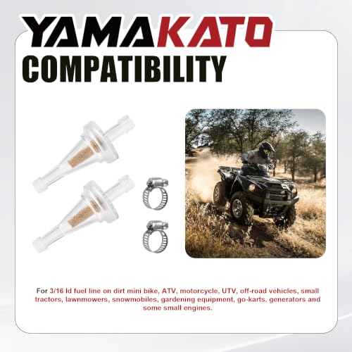 YAMAKATO 2PCS 3/16 Inline Copper Scooter Clear Fuel Filters - size: 2 filters + no fuel line + 2 clamps