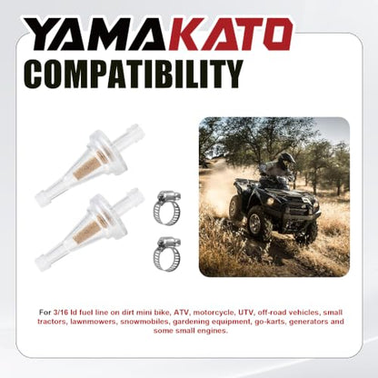 YAMAKATO 2PCS 3/16 Inline Copper Scooter Clear Fuel Filters - size: 2 filters + no fuel line + 2 clamps
