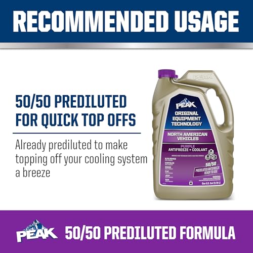 PEAK OET Extended Life Purple 50/50 Prediluted Antifreeze and Coolant for North American Vehicles, Long-Lasting Premium Engine Coolant/Antifreeze with Organic Acid Techology (Oat), 1 Gal. - style: 50/50