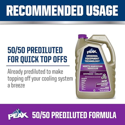 PEAK OET Extended Life Purple 50/50 Prediluted Antifreeze and Coolant for North American Vehicles, Long-Lasting Premium Engine Coolant/Antifreeze with Organic Acid Techology (Oat), 1 Gal. - style: 50/50