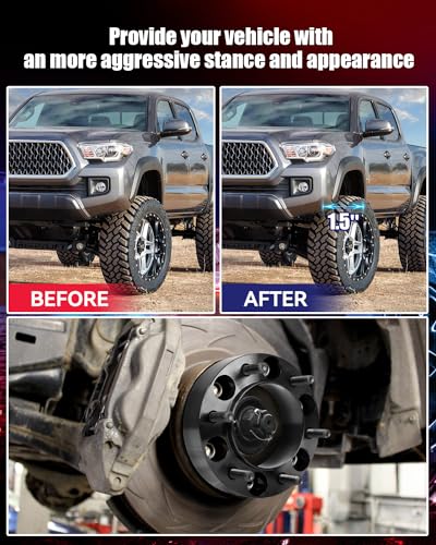 6x5.5 Hubcentric Wheel Spacers for 1995-2023 Tacoma 1989-2024 4Runner with ET Lug Nuts, 1.5 inch 6x139.7 Forged Spacer with 12x1.5 Studs & 106mm Hub Bore Tundra FJ Cruise Fortuner Sequoia GX460 GX470 - size: 1.5 Inch