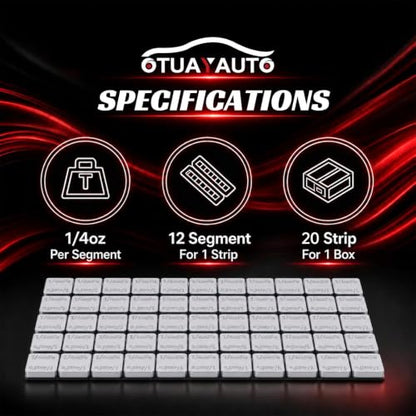 OTUAYAUTO 1/4oz 240pcs Chrome Adhesive Stick-On Wheel Weights 60oz/Box - color: Chrome, size: 240 PCS