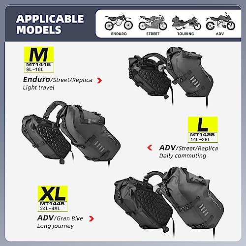 Rhinowalk Waterproof Motorcycle Saddle Bags 18L, Side Panniers (1 Pair) - size: 28L