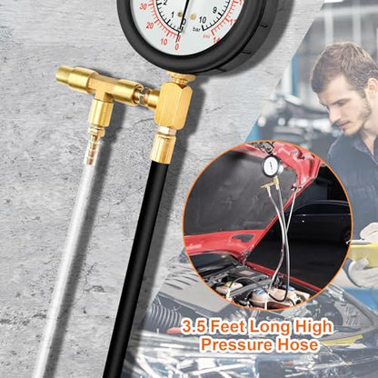 0-140PSI Fuel Injector Injection Pump Pressure Tester Gauge Kit Car Tools - size: Senior