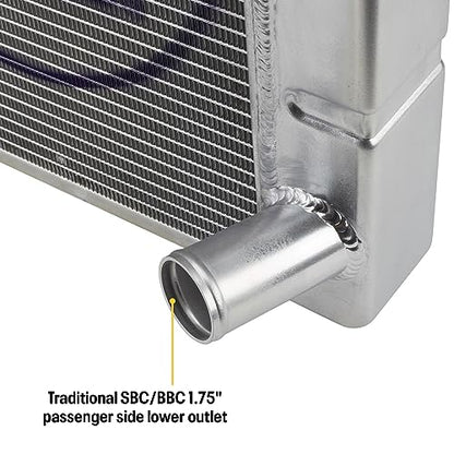 26 Inch Aluminum Radiator, For Chevy SBC/BBC, Crossflow - size: 26" Wide