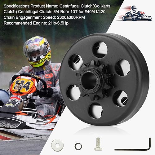 Centrifugal Clutch 3/4 Bore 10T Compatible with #40/41/420 Chain,Go Kart Clutch Fit for Minibike MB165 & MB200 and Honda Cloned Engines GC160 / GC190/ GX120/ GX140/ GX160/ GX200. Up to 2-6.5HP - size: 3/4" Bore 10T