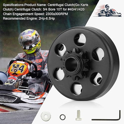 Centrifugal Clutch 3/4 Bore 10T Compatible with #40/41/420 Chain,Go Kart Clutch Fit for Minibike MB165 & MB200 and Honda Cloned Engines GC160 / GC190/ GX120/ GX140/ GX160/ GX200. Up to 2-6.5HP - size: 3/4" Bore 10T