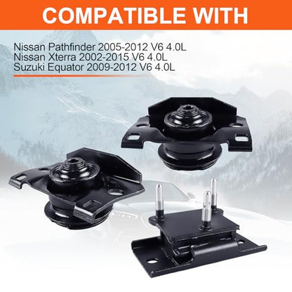 Engine Motor Mount Compatible with Nissan Pathfinder 2005-2012 V6 4.0L,Nissan Xterra 2002-2015 V6 4.0L,Suzuki Equator 2009-2012 V6 4.0L,Replacement for A4344 A4344 A7366 - size: Pathfinder 05-12