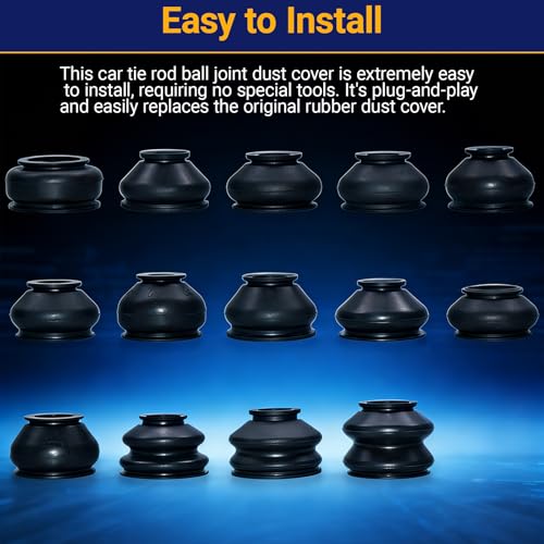 14PCS Automotive Tie Rod End Boots, Ball Joint Rubber Tie Rod Boot, Universal Dust Boots Cover for Tie Rod Accessories Suitable to Most Vehicle (Black)