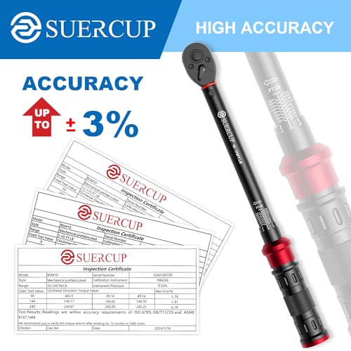 SUERCUP 1/4" 3/8" 1/2" Torque Wrench - 20-240In.Lb, 5-45Ft.Lb, 10-170Ft.Lb - size: 1/4"&3/8"&1/2" 20-240In.Lb&5-45Ft.Lb&10-170Ft.Lb