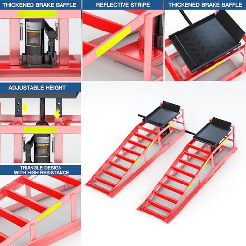 Larbanke 5 Ton Hydraulic Car Ramps,2 PCS,RED