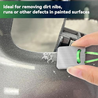 TEHAUX Tungsten Denibbing Tool, Rectangular Paint Run Removal Tool, Carbide Scraper Denibbing Blade for Car Clear Coat, Dust Nibs, Sagging & Spot Repair