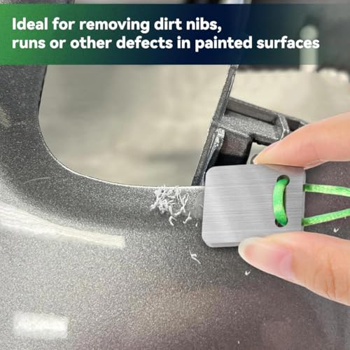 TEHAUX Tungsten Denibbing Tool, Rectangular Paint Run Removal Tool, Carbide Scraper Denibbing Blade for Car Clear Coat, Dust Nibs, Sagging & Spot Repair