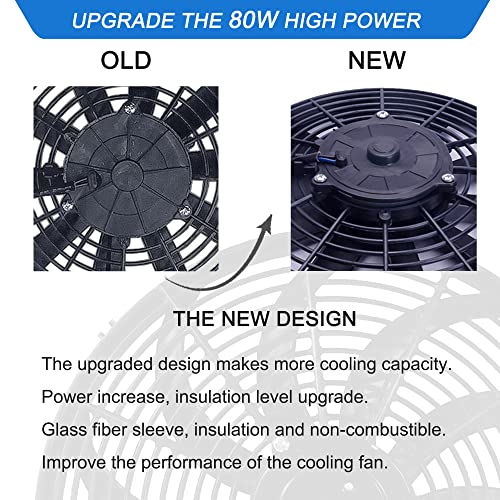10" inch Electric Cooling Radiator Fan Assembly Reversible Push or Pull Universal Slim 12V Mounting Kit Black