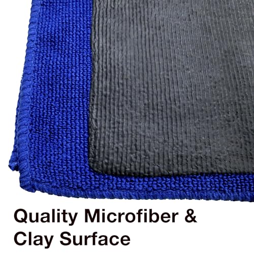 Detailer's Preference Microfiber Clay Towel, Fine Grade, Reusable Alternative to Clay Bars for Car Detailing, Removes Overspray, Rail Dust, Tar, Sap, and More 12"x12", Blue
