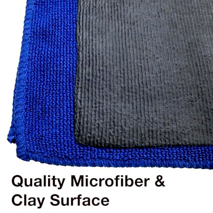 Detailer's Preference Microfiber Clay Towel, Fine Grade, Reusable Alternative to Clay Bars for Car Detailing, Removes Overspray, Rail Dust, Tar, Sap, and More 12"x12", Blue