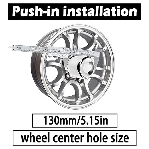 4Pcs 5.15" OD 6.42" H Push Through Trailer Wheel Center Cap for Rim - color: Chrome, size: 5.15" Hub 6.46" H