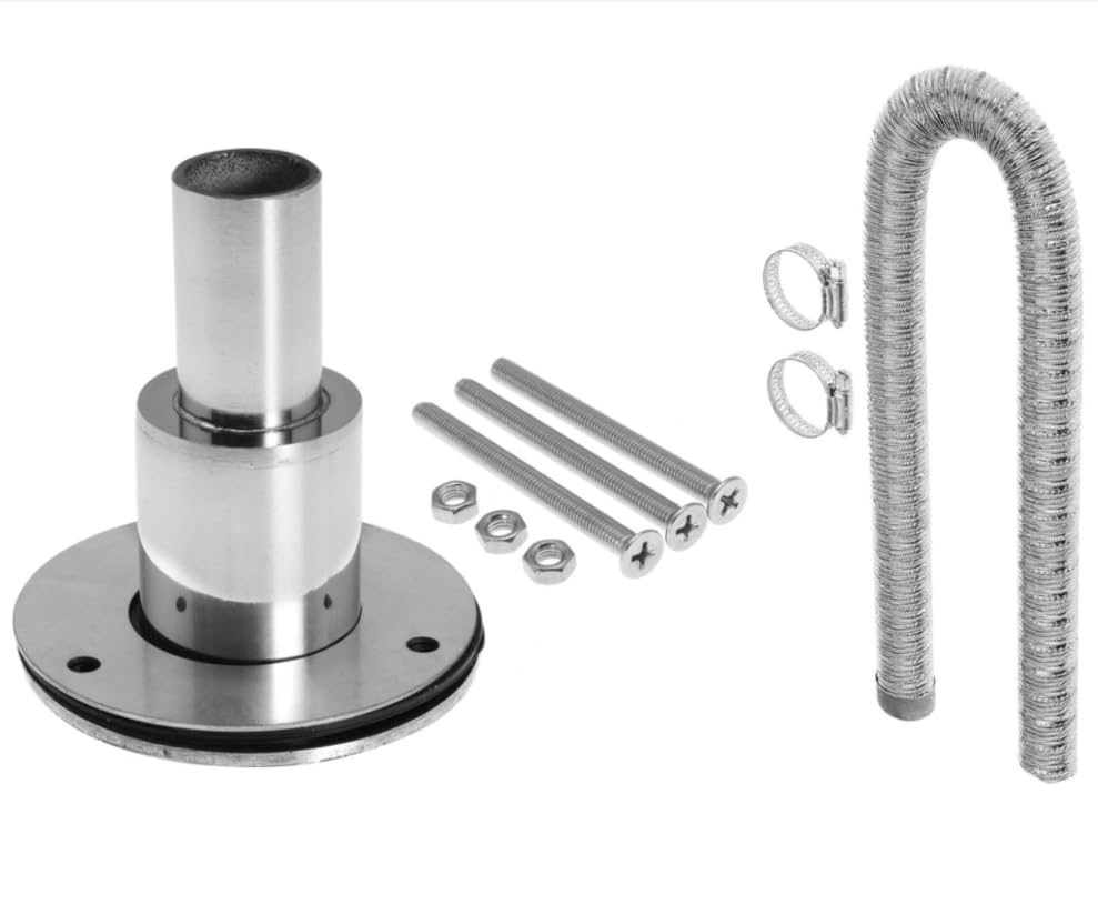 60cm 24mm Diesel Heater Exhaust Pipe with 24mm Straight Thru Hull Exhaust Skin Fitting for Webasto for Planar for Eberspacher for Chinese Parking Heaters