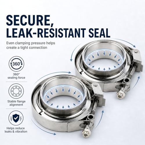 ROADFORMER 3 inch V Band Clamp with Flanges, Quick Release, 4 Pack - size: 3 inch