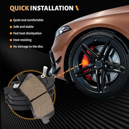 D1593 Front Ceramic Brake Pads Kit Fit For Hyundai Accent 2012-2017, For Kia Rio 2012-2017 - style: HZ1593