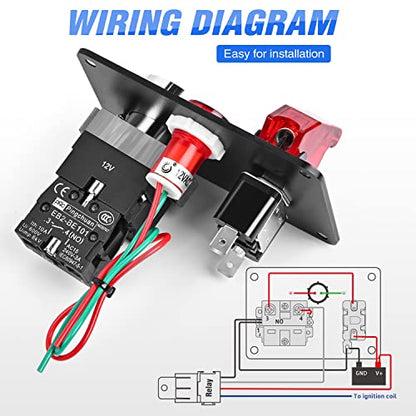 Nilight Ignition Switch Panel with Engine Push Button 12V 2 in 1 - color: Red 2 in 1 Panel