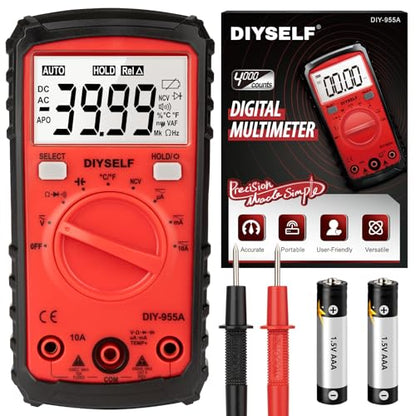 DIYSELF Multimeter Tester, 4000 Counts Multimeter with Capacitor Tester