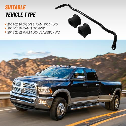Upgrade 55398938AC Front Suspension Stabilizer Bar Compatible with 2009-2010 Dodge Ram 1500,2011-2018 Ram 1500,2019-2022 Ram 1500 Classic 4WD (Sway Bar) (Sway Bar with Bushing) - size: Sway Bar with Bushing