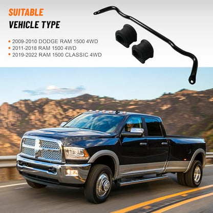 Upgrade 55398938AC Front Suspension Stabilizer Bar Compatible with 2009-2010 Dodge Ram 1500,2011-2018 Ram 1500,2019-2022 Ram 1500 Classic 4WD (Sway Bar) (Sway Bar with Bushing) - size: Sway Bar with Bushing