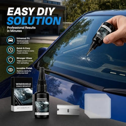 Windshield Crack Repair Kit with Advanced Resin Formula – Fast Cure DIY Automotive Glass Repair Solution for Chips and Cracks on Cars, Trucks and SUVs