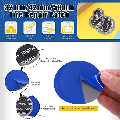 Glarks 25Pcs Tire Repair Tool Kit Including Tire Patch Roller, Tire Inner Liner Scraper and Round Natural Rubber Tire Puncture Practical Car Tire Repair Tool for Car Truck Bike