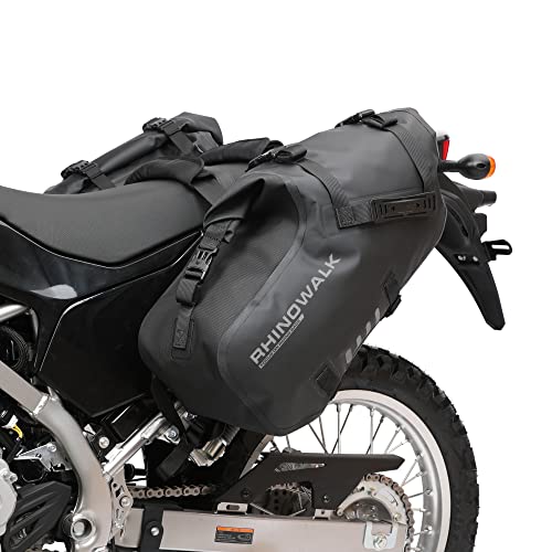 Waterproof Motorcycle Saddle bags 18L (9L x2),Motorbike Side Bags, Roll Top Panniers with Shoulder Strap, Shockproof Storage for ADV Touring Sport Cruiser Bikes,1 Pair - color: Black18L