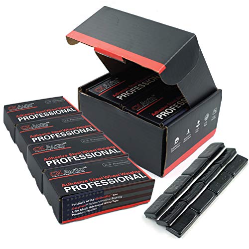 CKAuto 4 Boxes, 288Pcs, 1oz, Black, Adhesive Stick on Wheel Weights, EasyPeel Tape, 72 oz/Box, US Quality - color: Black, size: 4 Standard Boxes (288 pieces)