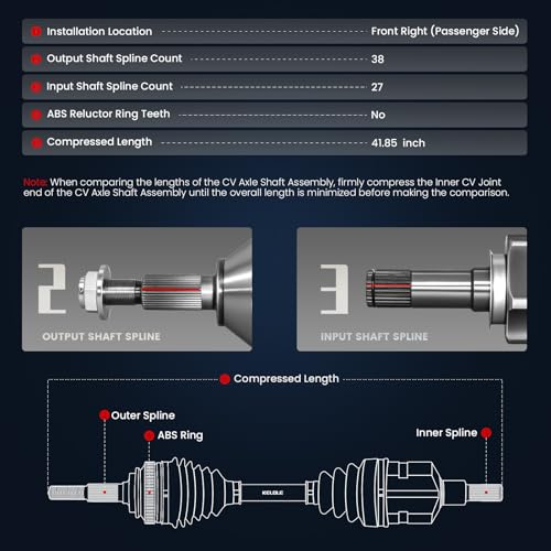KELOKE CV Axle Shaft Assembly Compatible with Ford & Lincoln & Mercury - size: 66-2187