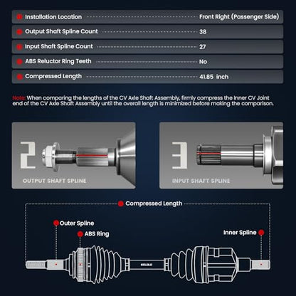 KELOKE CV Axle Shaft Assembly Compatible with Ford & Lincoln & Mercury - size: 66-2187