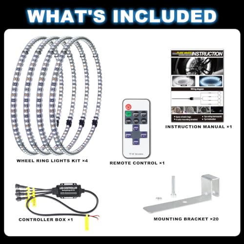 17inch Bright Pure White Double Row Wheel Lights for Truck Pickup - size: 17inch-0pod