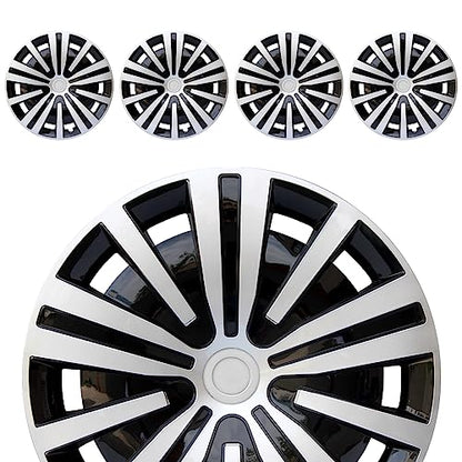15 inch Hubcaps ABS Replacement for Steel Wheel（Non-Alloy） Snap-on Set of 4 - color: BG-Silver-Black, size: 15-inch