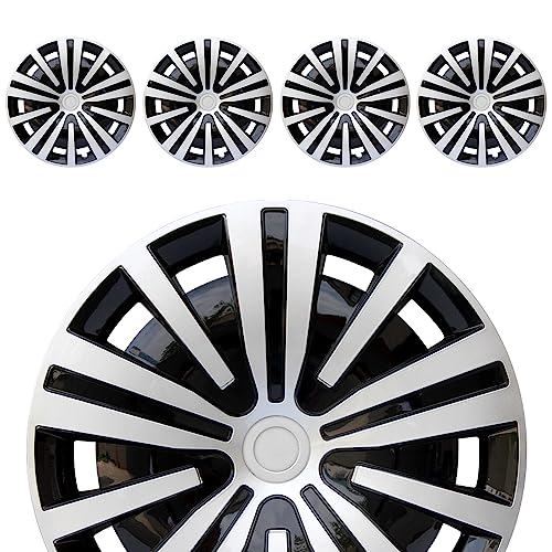 15 inch Hubcaps ABS Replacement for Steel Wheel（Non-Alloy） Snap-on Set of 4 - color: BG-Silver-Black, size: 15-inch