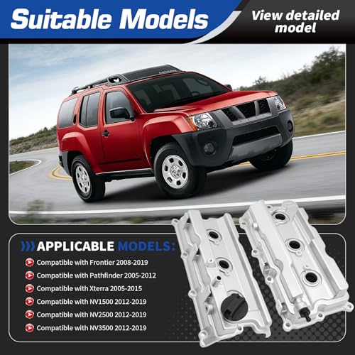 Aluminum Valve Cover Compatible with Pathfinder Frontier NV1500 NV2500 4.0L - color: Silver